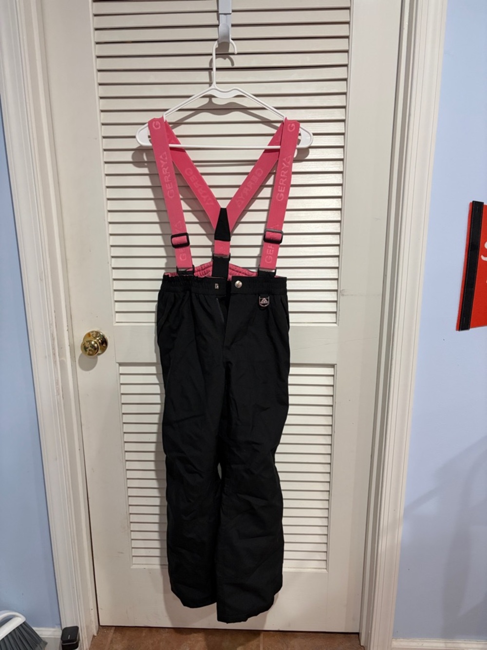 Gerry Weber Black Kids Snow Pants with Pink Adjustable Suspenders